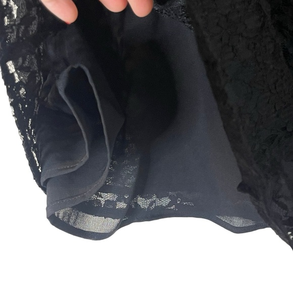 Talbots VTG Black Lace V-Neck Pullover Blouse Size 14 Short Sleeve Zip Lined NEW - Picture 7 of 12